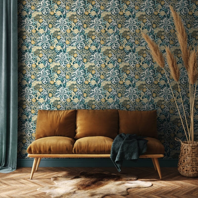 Seaweed Garden Wallpaper - Petrol Blue - Hoopla Walls - HWA1112WWallpaper199