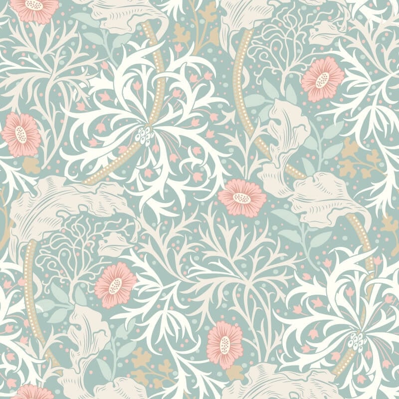 Seaweed Garden Wallpaper - Seafoam - Hoopla Walls - HWA1102WWallpaper199