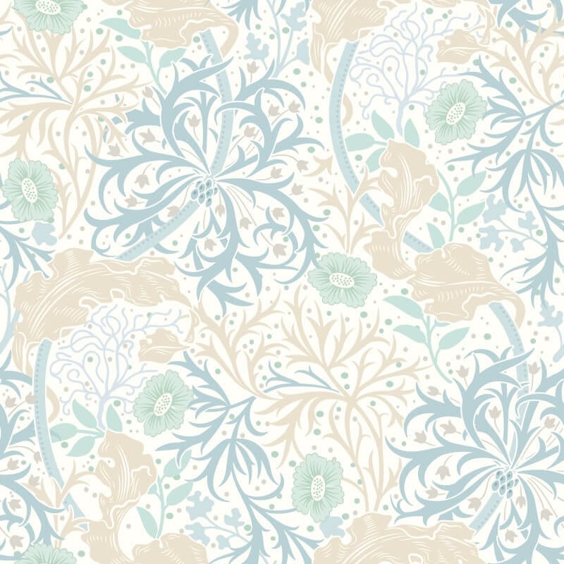 Seaweed Garden Wallpaper - Soft Blue - Hoopla Walls - HWA1101WWallpaper199