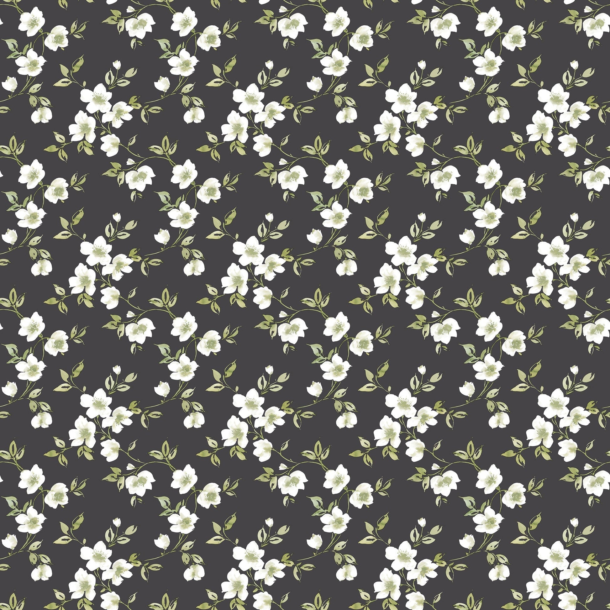 Secret Garden Anemone Mini Wallpaper - Black / Green / Taupe - Galerie - G78480Wallpaper199