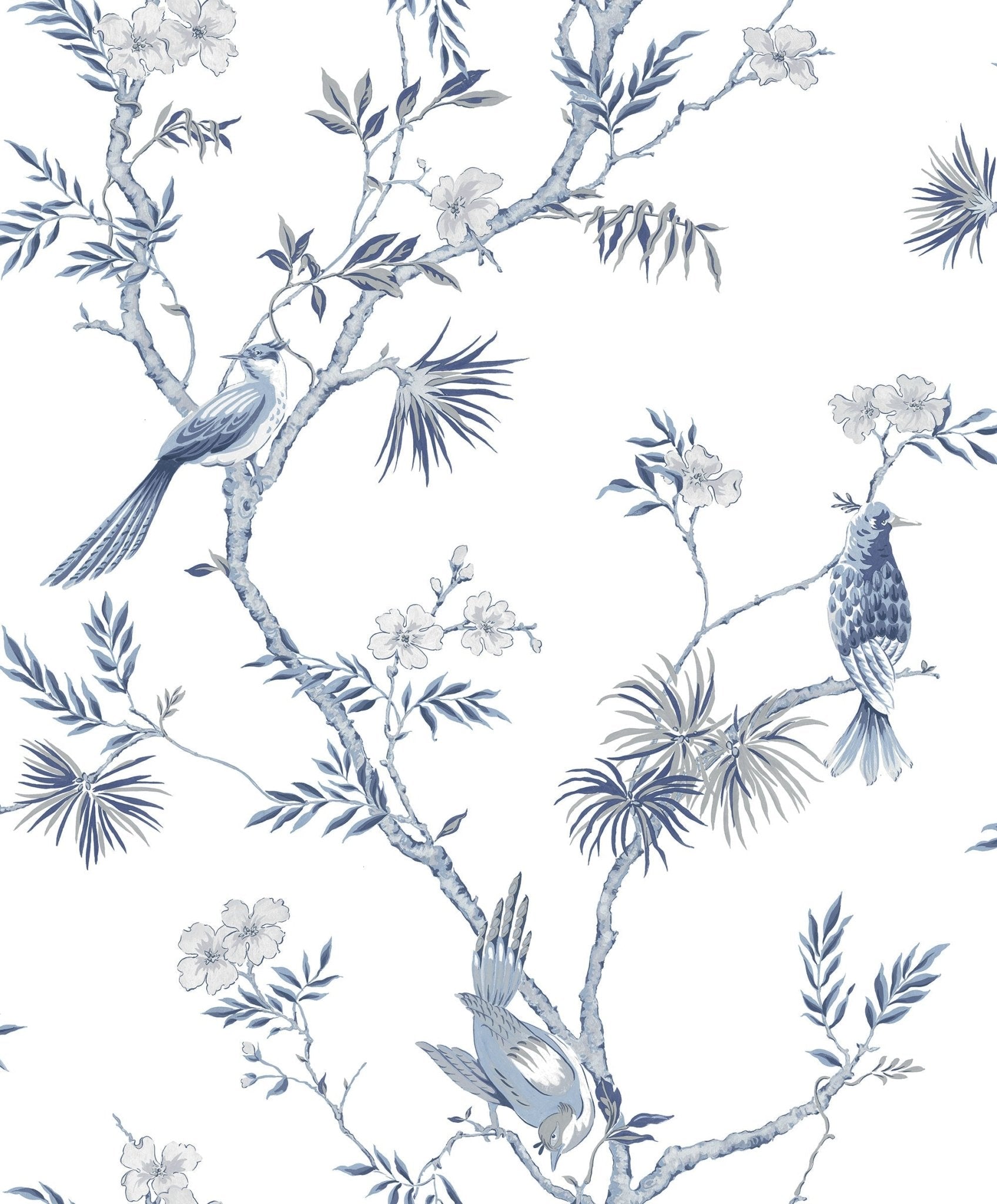 Secret Garden Classic Bird Trail Wallpaper - Blue / White - Galerie - G78489Wallpaper199