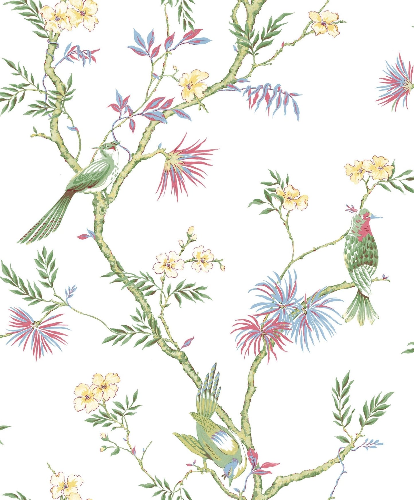 Secret Garden Classic Bird Trail Wallpaper - Green / Pink - Galerie - G78490Wallpaper199