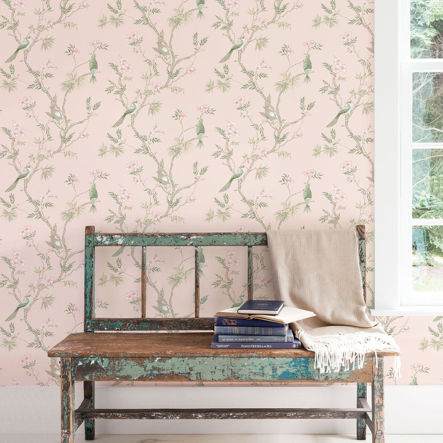 Secret Garden Classic Bird Trail Wallpaper - Pink / Green - Galerie - G78493Wallpaper199