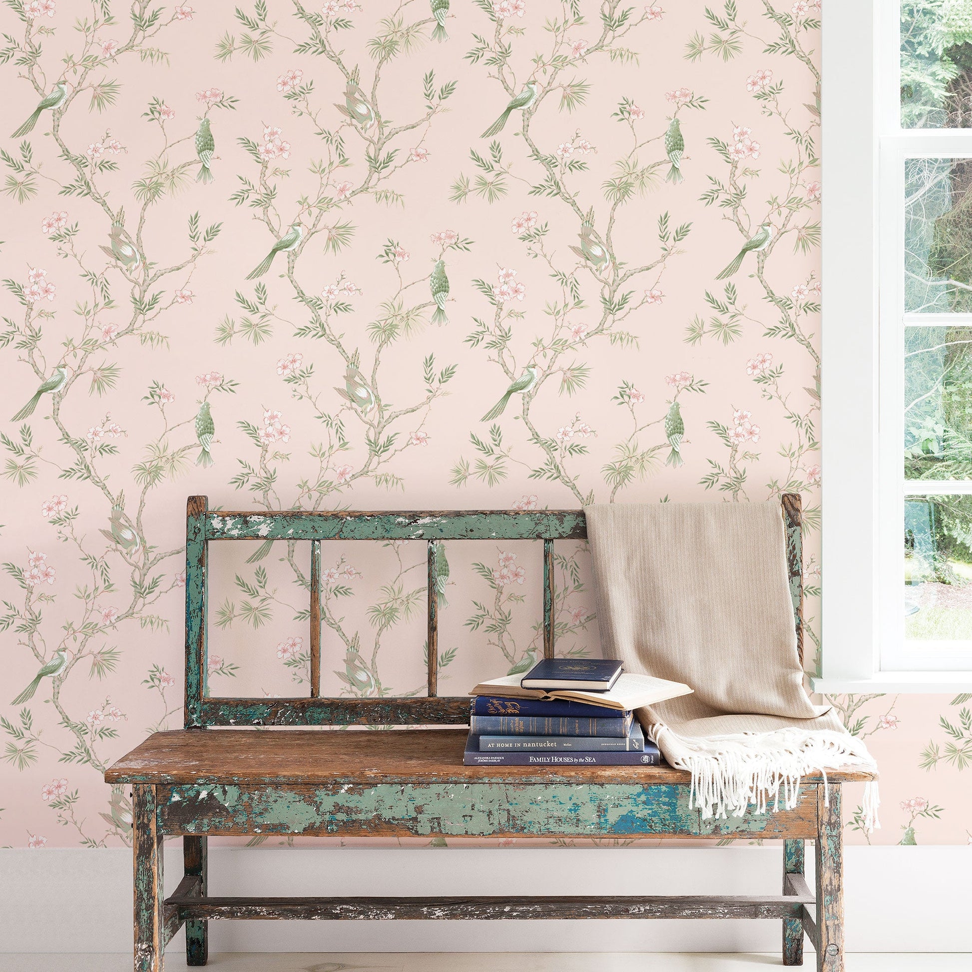 Secret Garden Classic Bird Trail Wallpaper - Pink / Green - Galerie - G78493Wallpaper199