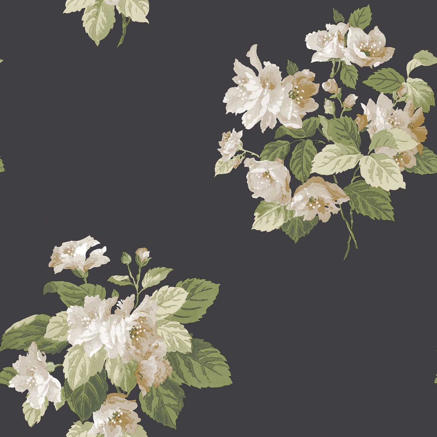 Secret Garden Classic Bouquet Wallpaper - Black / Green / Taupe - Galerie - G78495Wallpaper199