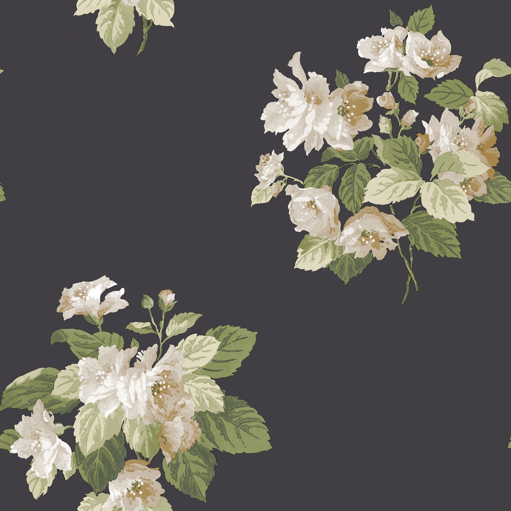 Secret Garden Classic Bouquet Wallpaper - Black / Green / Taupe - Galerie - G78495Wallpaper199