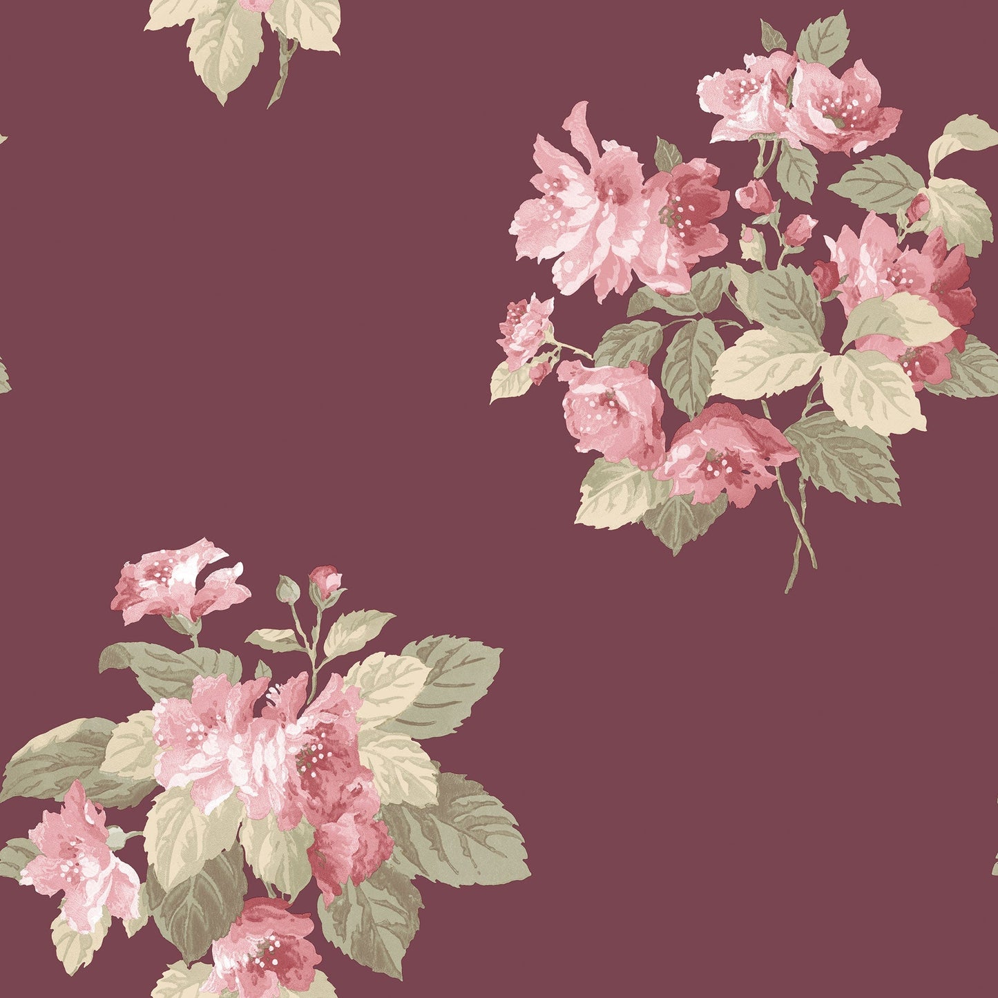 Secret Garden Classic Bouquet Wallpaper - Cranberry / Pink / Green - Galerie - G78496Wallpaper199