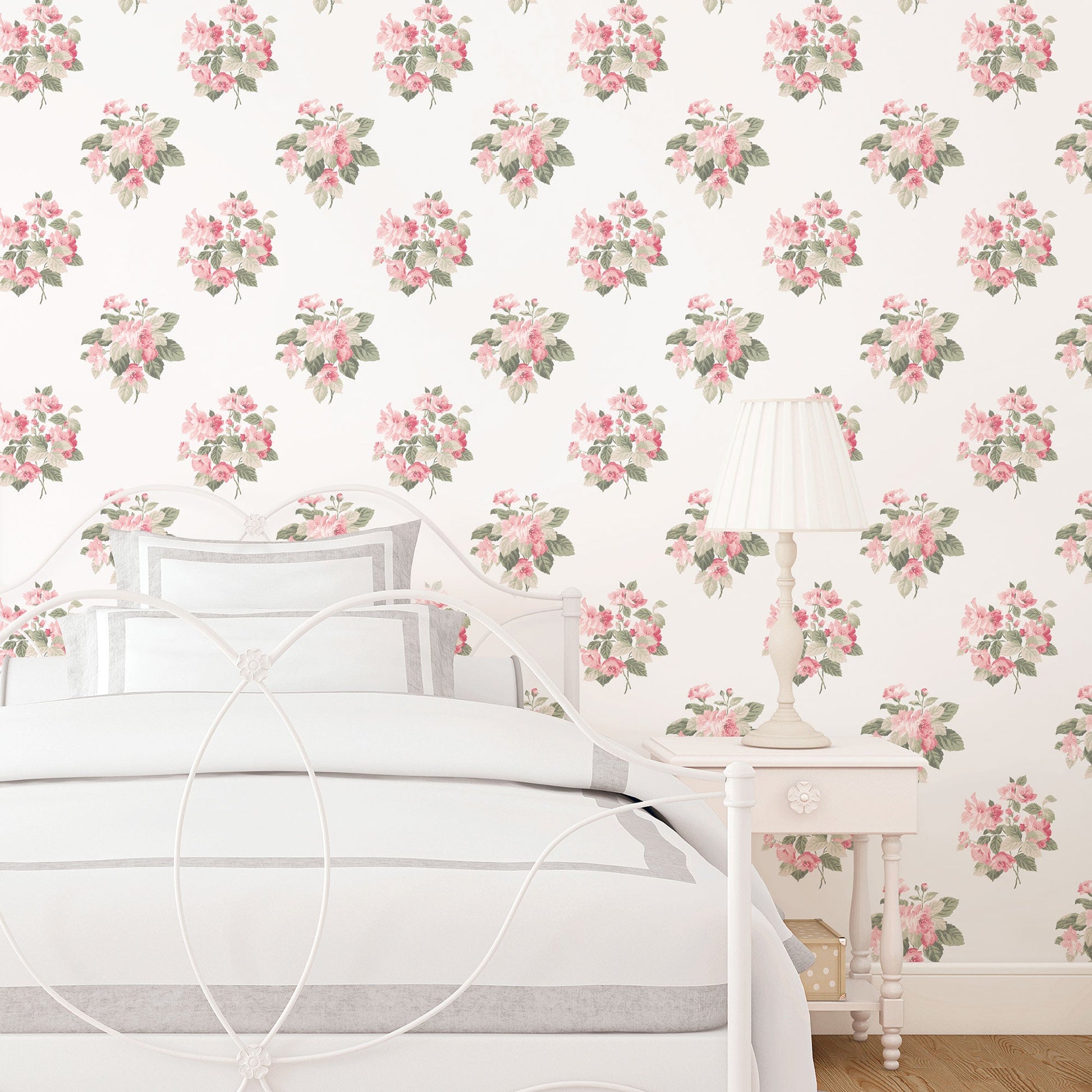 Secret Garden Classic Bouquet Wallpaper - Pink / Sage Green / White - Galerie - G78499Wallpaper199