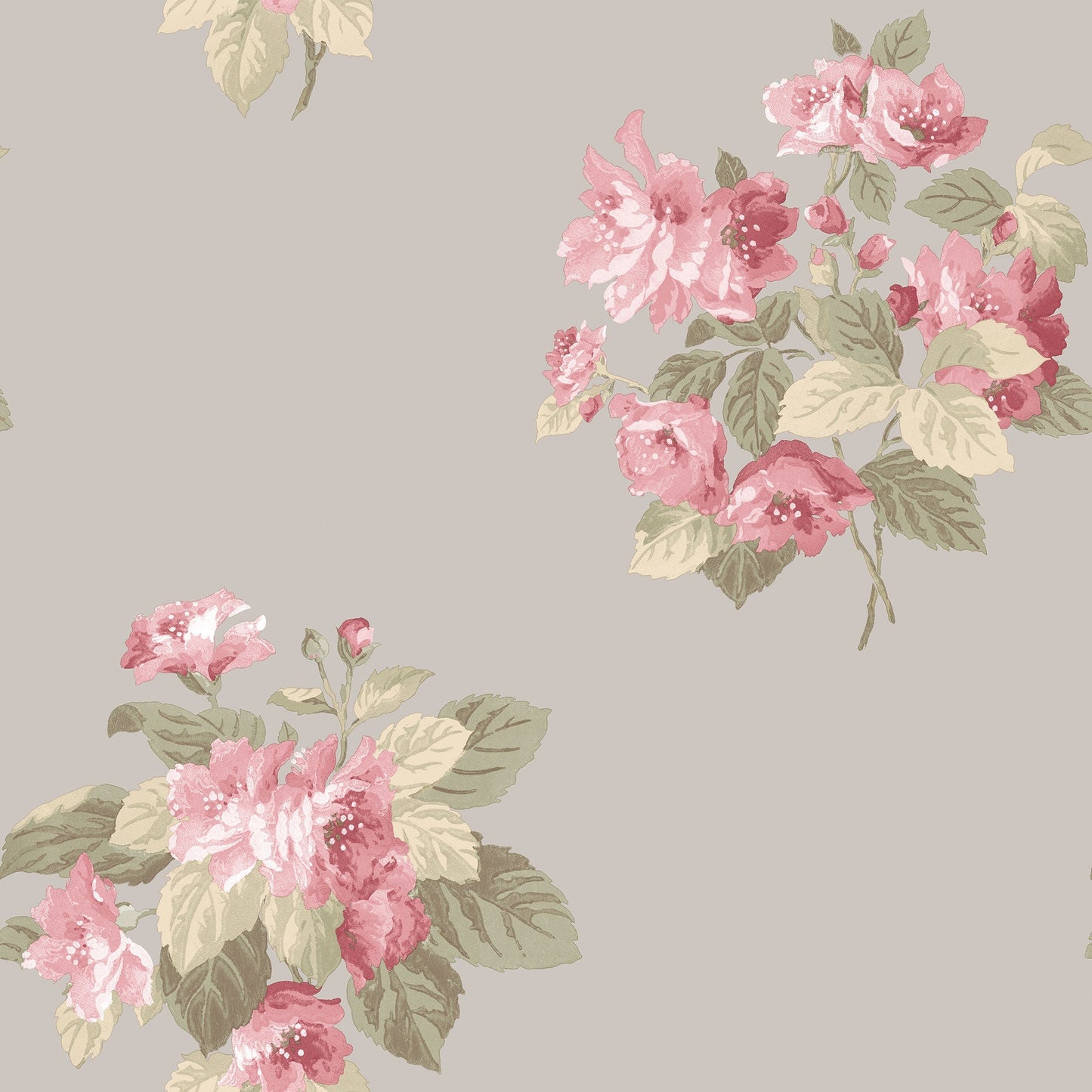 Secret Garden Classic Bouquet Wallpaper - Taupe / Raspberry / Green - Galerie - G78501Wallpaper199
