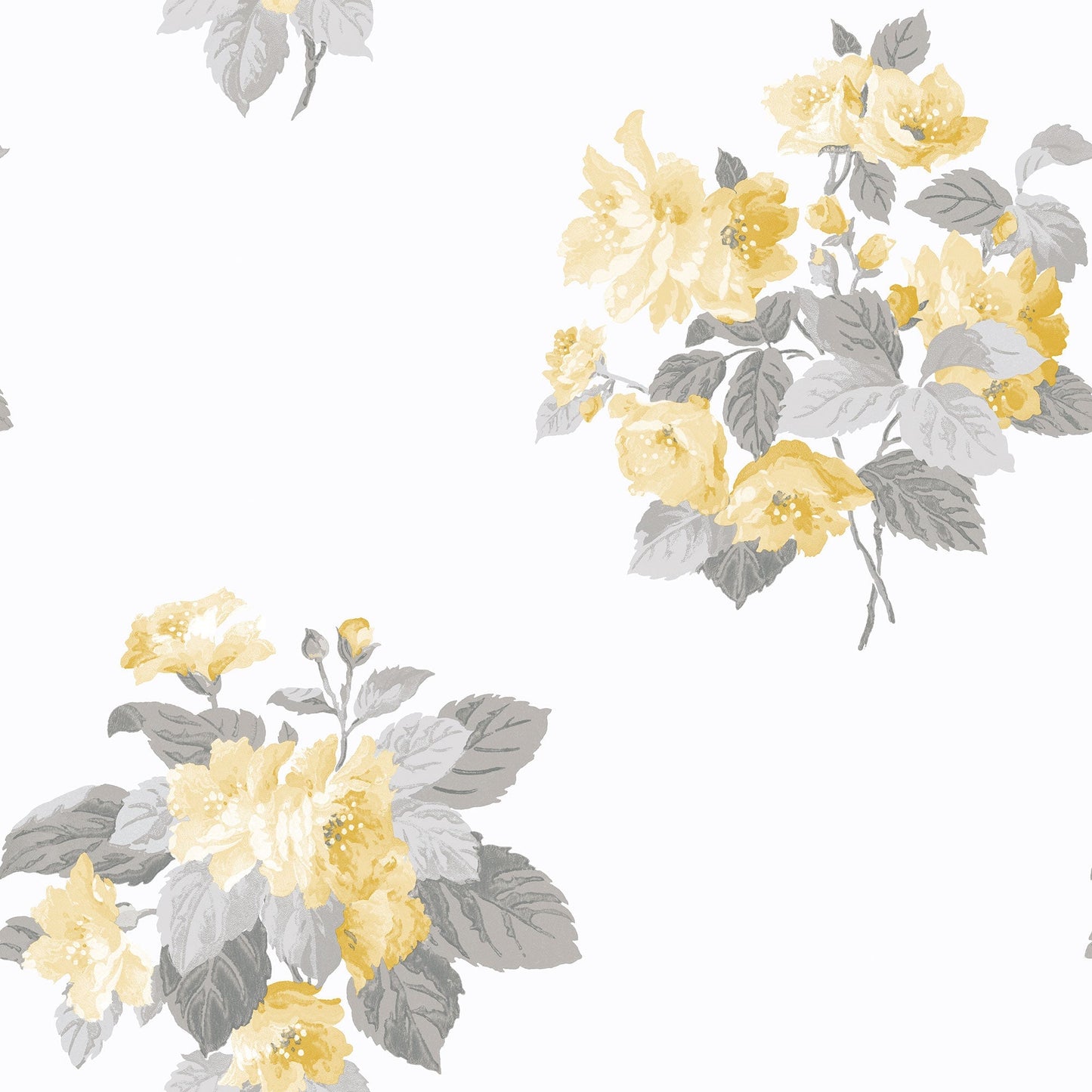 Secret Garden Classic Bouquet Wallpaper - Yellow / Grey / White - Galerie - G78502Wallpaper199