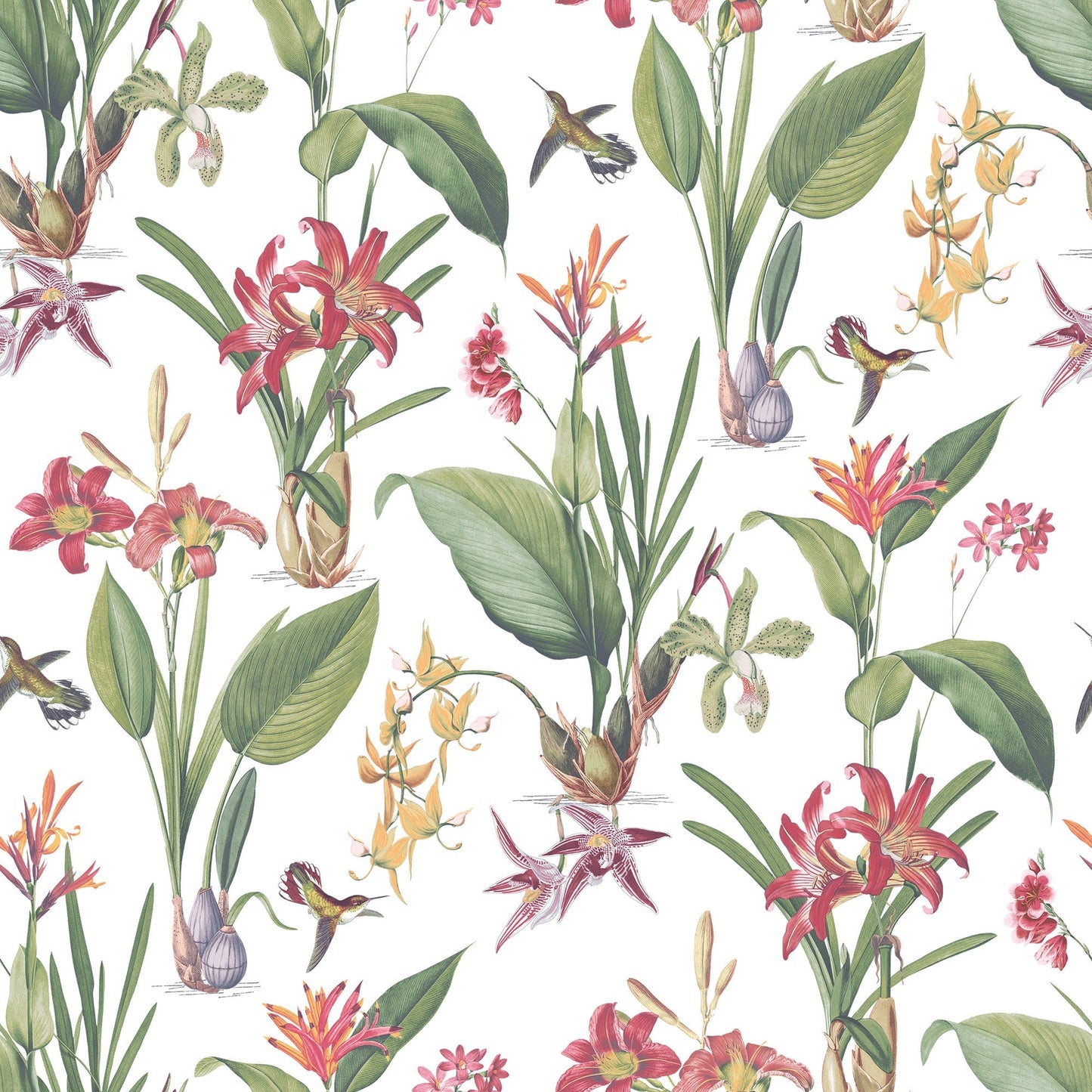 Secret Garden Cottage Botanical Wallpaper - Fresh Green / Red - Galerie - G78505Wallpaper199