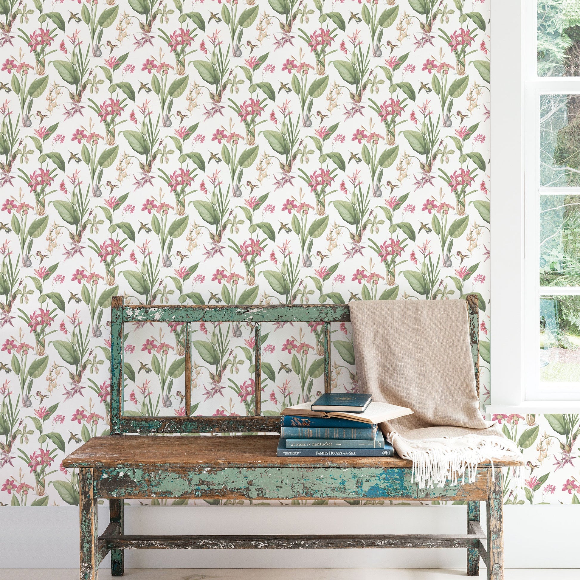 Secret Garden Cottage Botanical Wallpaper - Pink / Sage Green / White - Galerie - G78506Wallpaper199