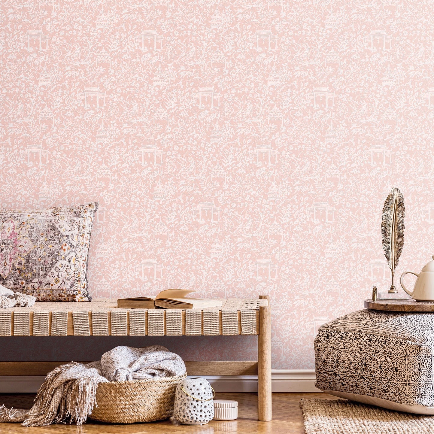 Secret Garden Garden Toile Wallpaper - Pink - Galerie - G78511Wallpaper199