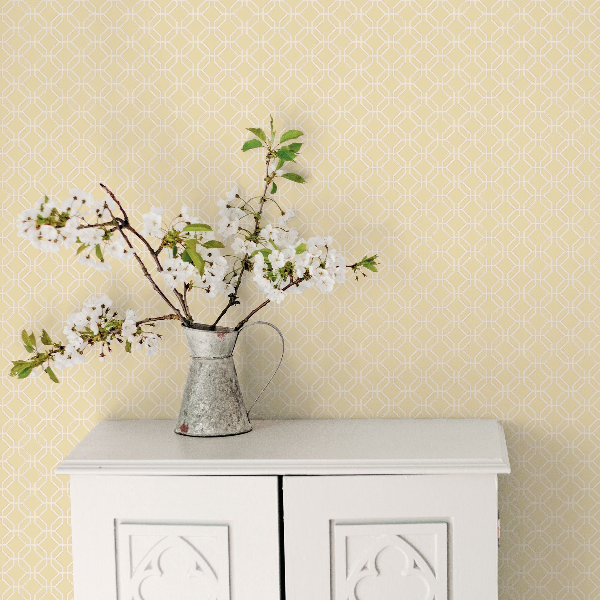 Secret Garden Trellis Negative Wallpaper - Yellow - Galerie - G78524Wallpaper199