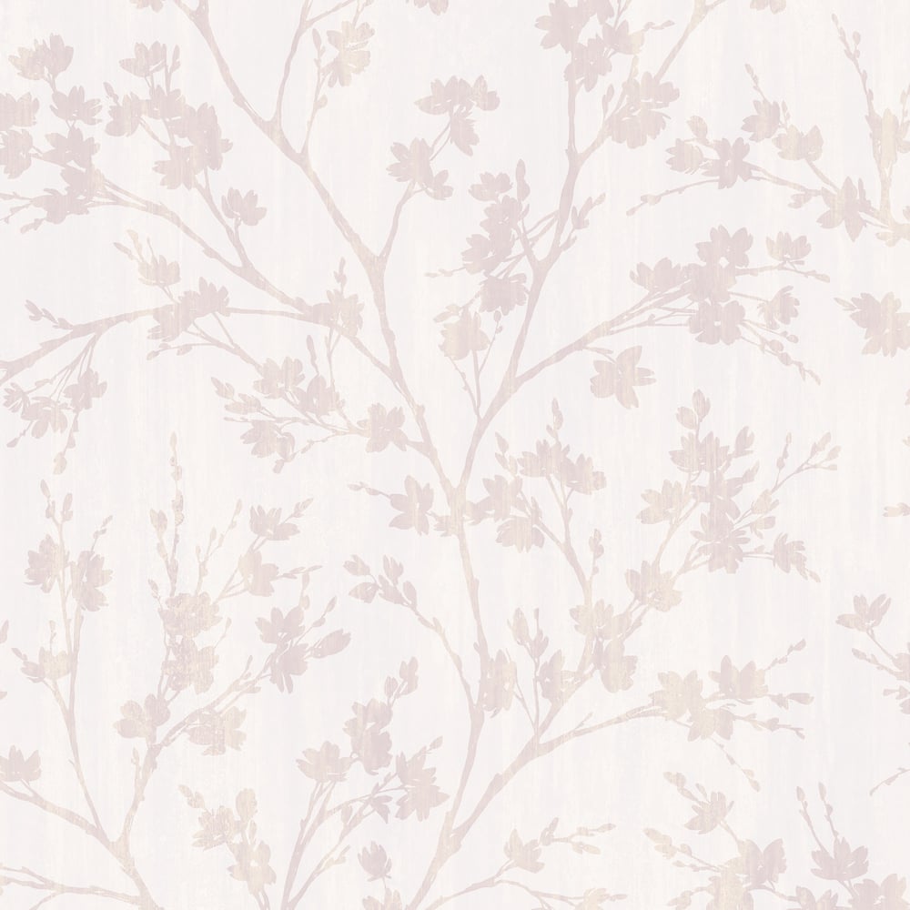 Secret Garden Wispy Branches Wallpaper - White / Dusty Pink - Galerie - G78533Wallpaper199