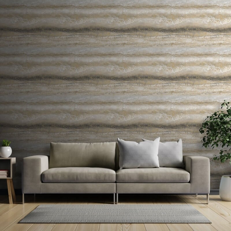 Semper Vertical Marble Metallic Wallpaper - Gold - Muriva - 189502Wallpaper199