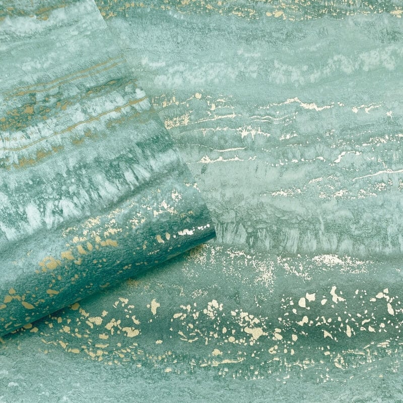 Semper Vertical Marble Metallic Wallpaper - Jade/Gold - Muriva - 189505Wallpaper199