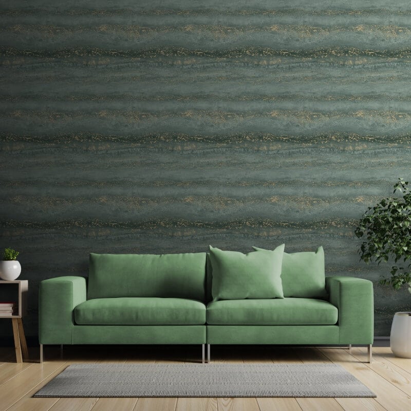 Semper Vertical Marble Metallic Wallpaper - Jade/Gold - Muriva - 189505Wallpaper199