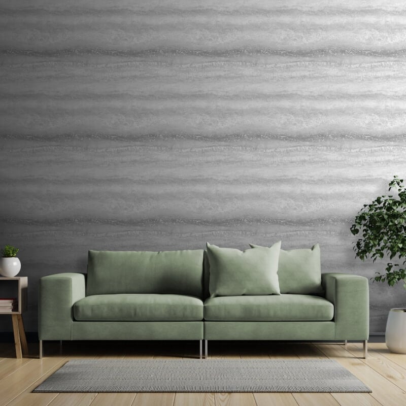 Semper Vertical Marble Metallic Wallpaper - Silver - Muriva - 189501Wallpaper199