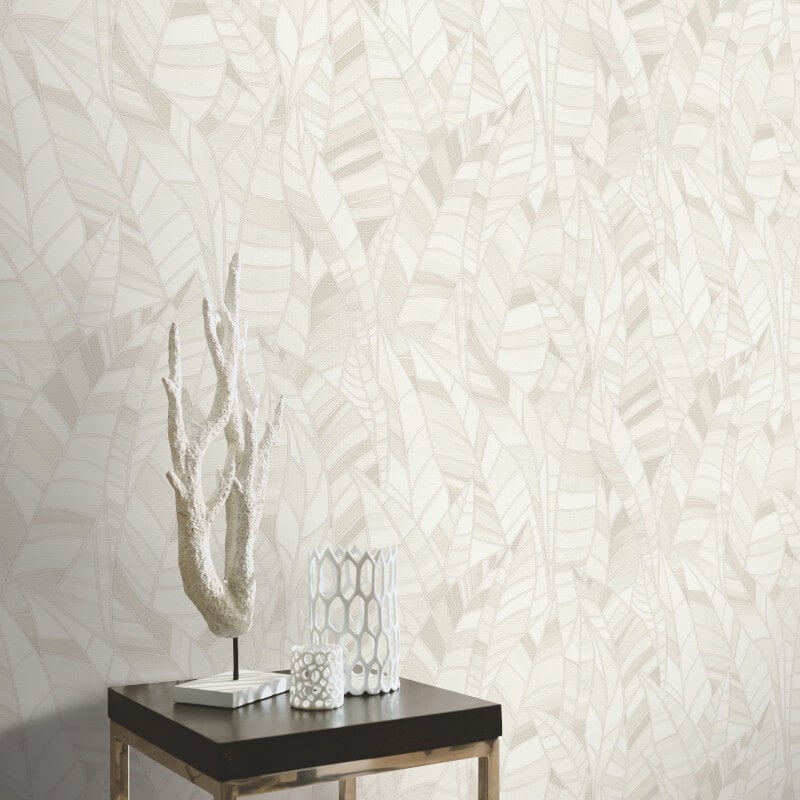 Serenade Leaf Metallic Wallpaper - Cream - Elle Decoration - 10446 - 14Wallpaper199