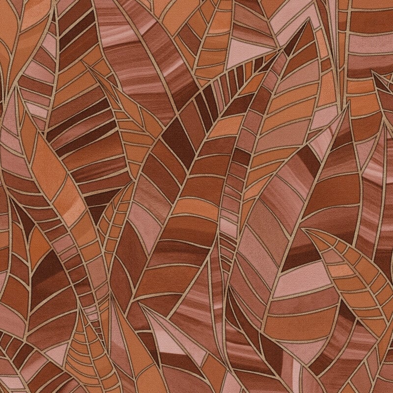 Serenade Leaf Metallic Wallpaper - Rust - Elle Decoration - 10446 - 13Wallpaper199