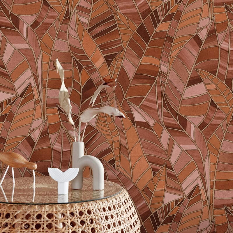 Serenade Leaf Metallic Wallpaper - Rust - Elle Decoration - 10446 - 13Wallpaper199