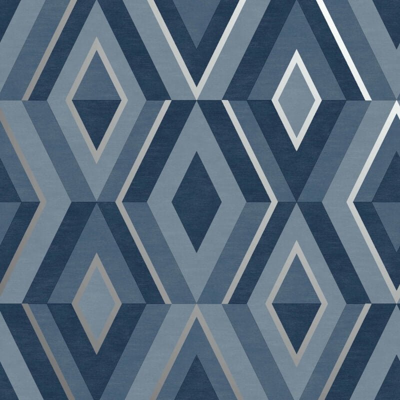 Shard Geometric Metallic Wallpaper - Blue/Silver - Fine Décor - FD42608Wallpaper199