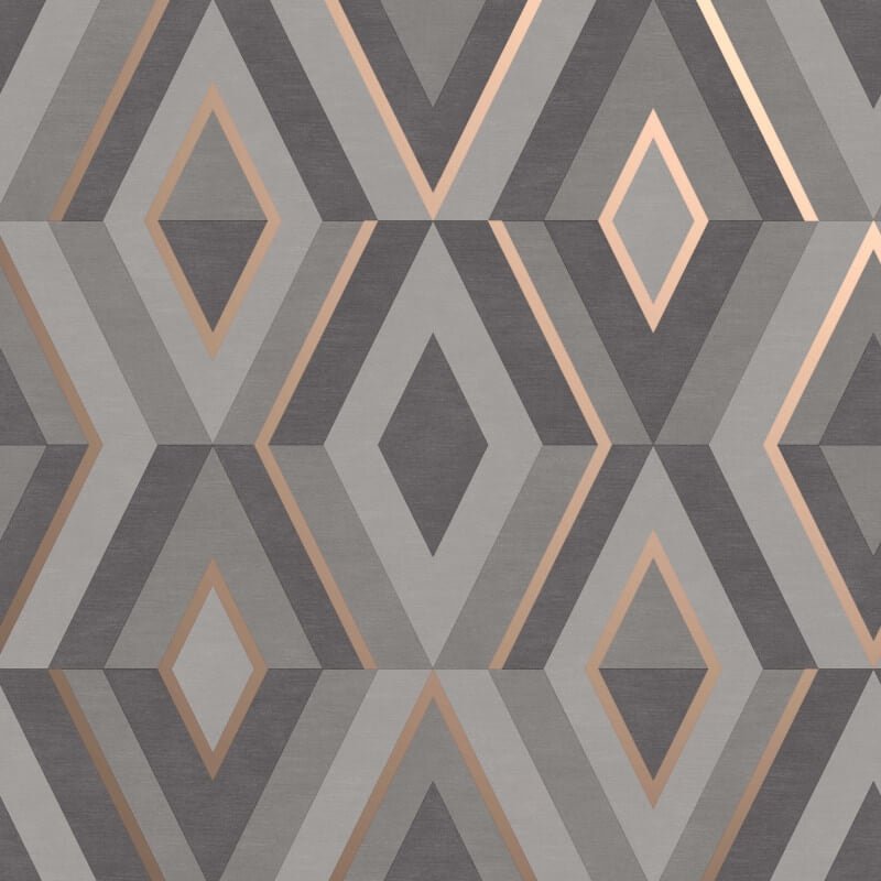 Shard Geometric Metallic Wallpaper - Charcoal/Rose - Fine Décor - FD42607Wallpaper199