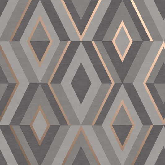 Shard Geometric Metallic Wallpaper - Charcoal/Rose - Fine Décor - FD42607Wallpaper199