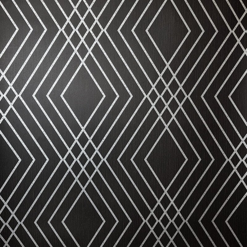 Shard Trellis Metallic Wallpaper - Charcoal/Silver - Fine Décor - FD43614Wallpaper199
