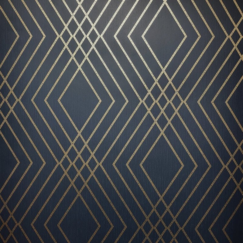 Shard Trellis Metallic Wallpaper - Navy/Gold - Fine Décor - FD42605Wallpaper199