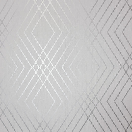 Shard Trellis Metallic Wallpaper - Stone/Silver - Fine Décor - FD42603Wallpaper199