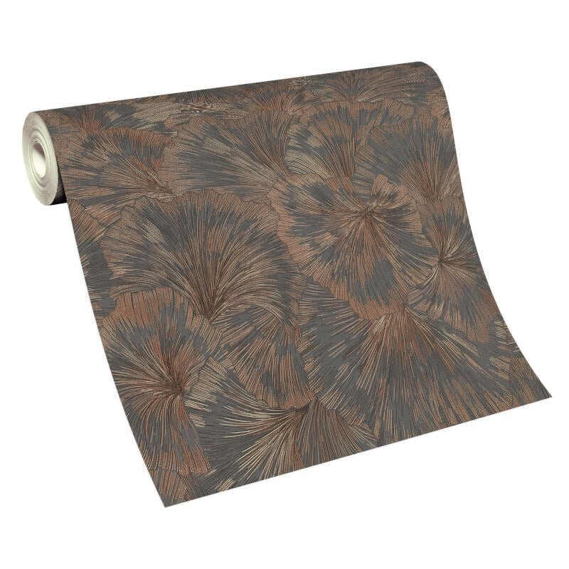 Shine Floral Leaf Metallic Wallpaper - Bronze/Anthracite - Erismann - 10373 - 47Wallpaper199