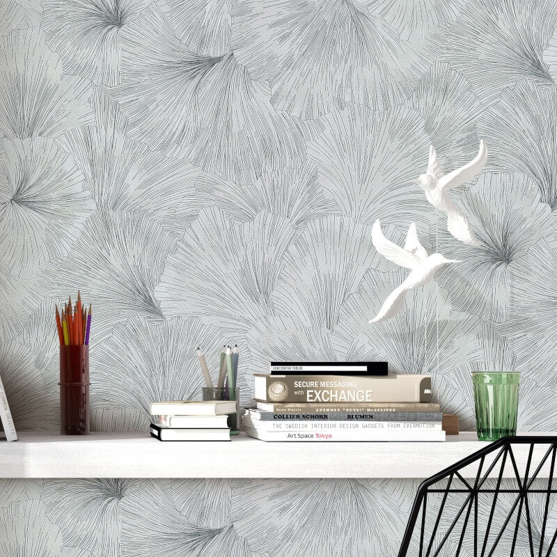 Shine Floral Leaf Metallic Wallpaper - Grey - Erismann - 10373 - 10Wallpaper199