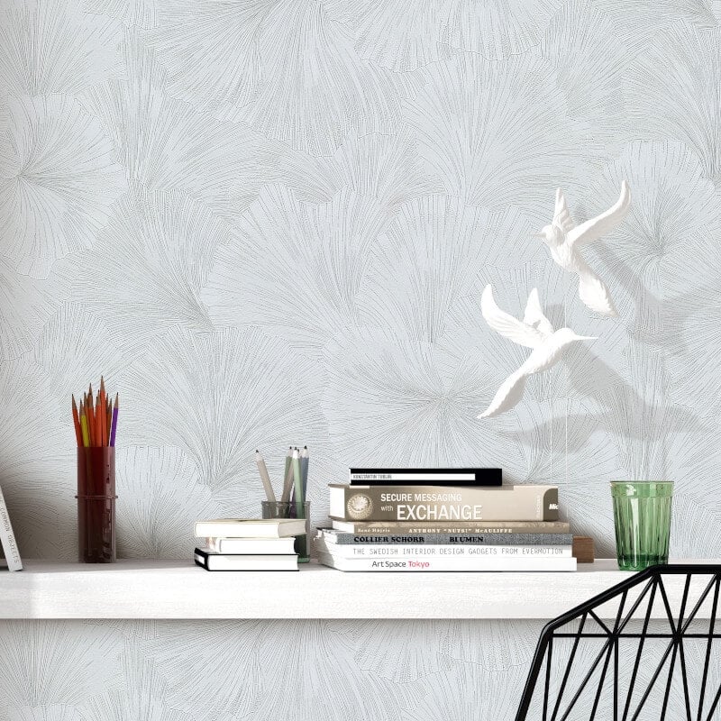 Shine Floral Leaf Metallic Wallpaper - Light Grey - Erismann - 10373 - 31Wallpaper199
