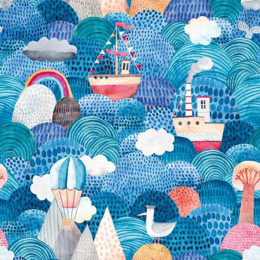 Ships Ahoy Wallpaper - Ocean Mix - Hoopla Walls - HWA1303WWallpaper199