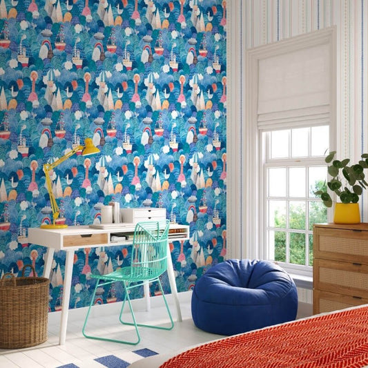 Ships Ahoy Wallpaper - Ocean Mix - Hoopla Walls - HWA1303WWallpaper199