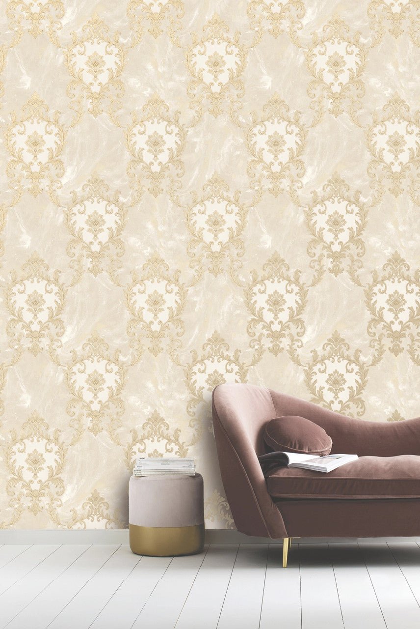 Sienna Damask Wallpaper - Beige - Rasch - 534368Wallpaper199