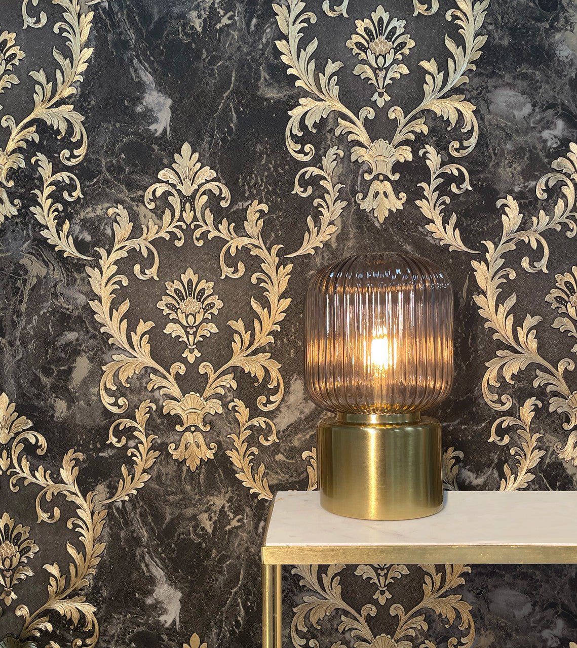 Sienna Damask Wallpaper - Black - Rasch - 534382Wallpaper199