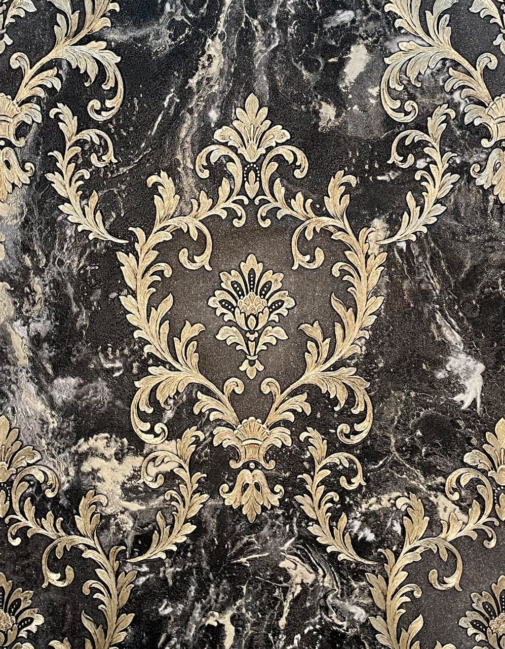 Sienna Damask Wallpaper - Black - Rasch - 534382Wallpaper199
