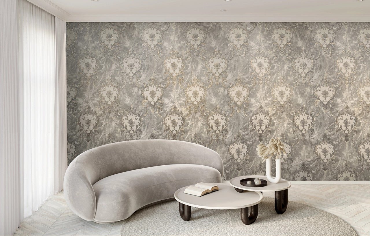 Sienna Damask Wallpaper - Blue Silver - Rasch - 538410Wallpaper199