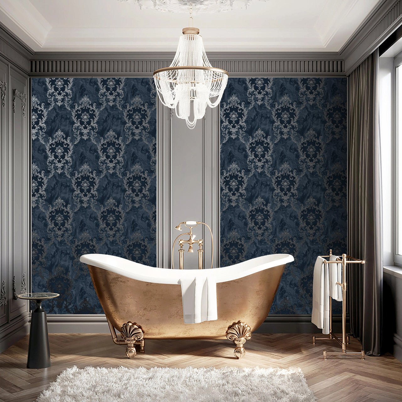 Sienna Damask Wallpaper - Blue Silver - Rasch - 538410Wallpaper199