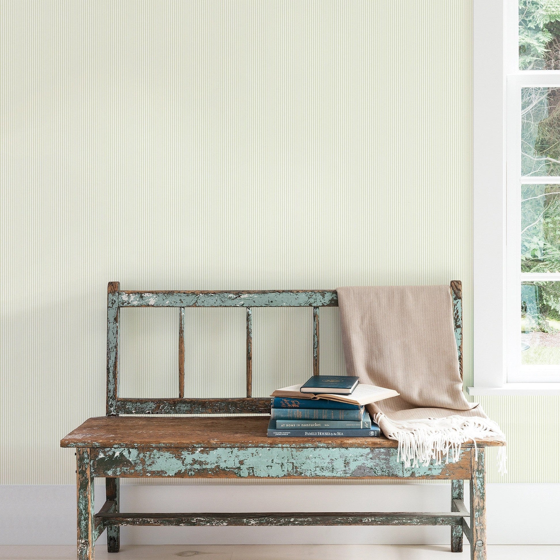 Small Prints Candy Stripe Wallpaper - Sage Green - Galerie - G56644Wallpaper199