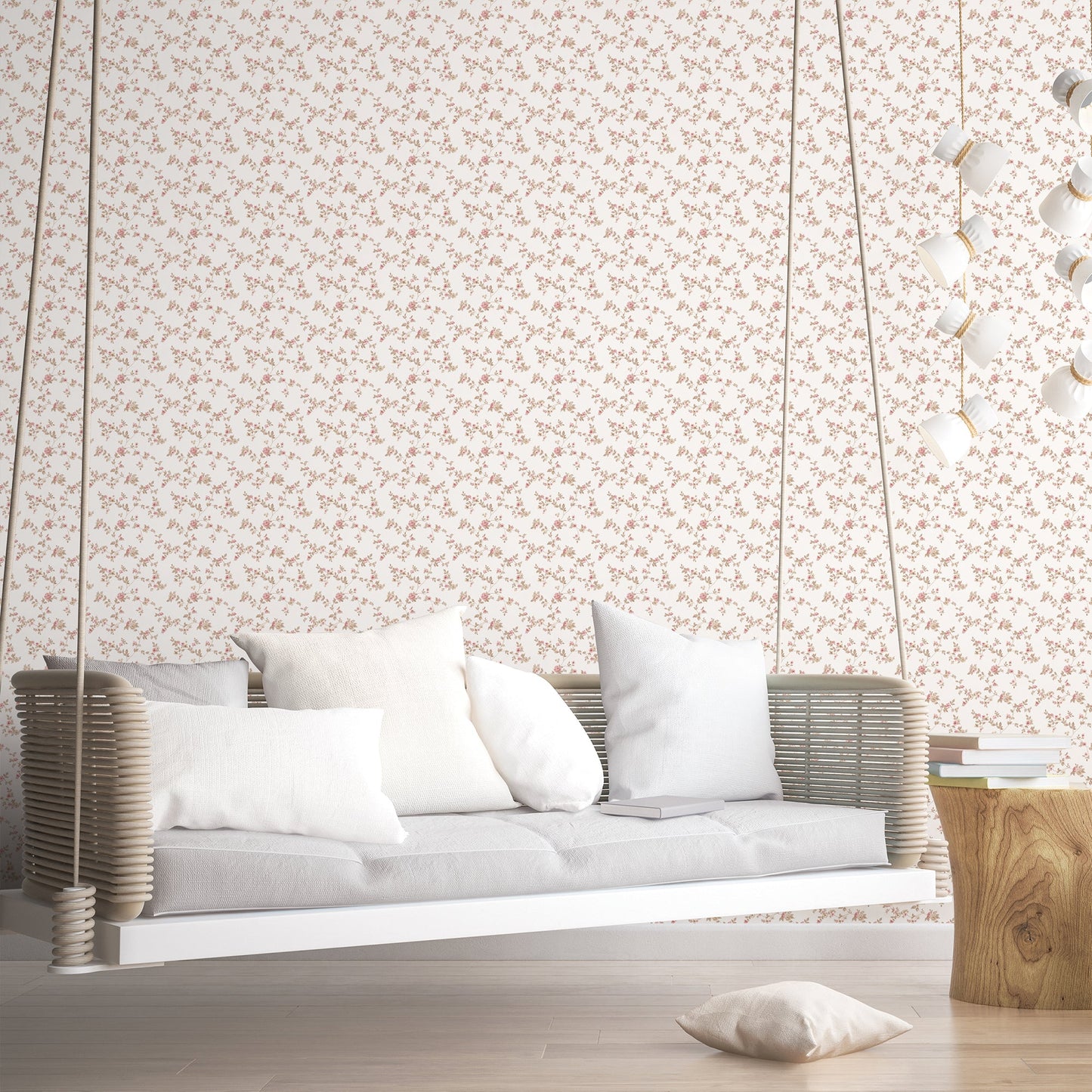 Small Prints Delicate Floral Wallpaper - Cranberry, tan - Galerie - G56648Wallpaper199
