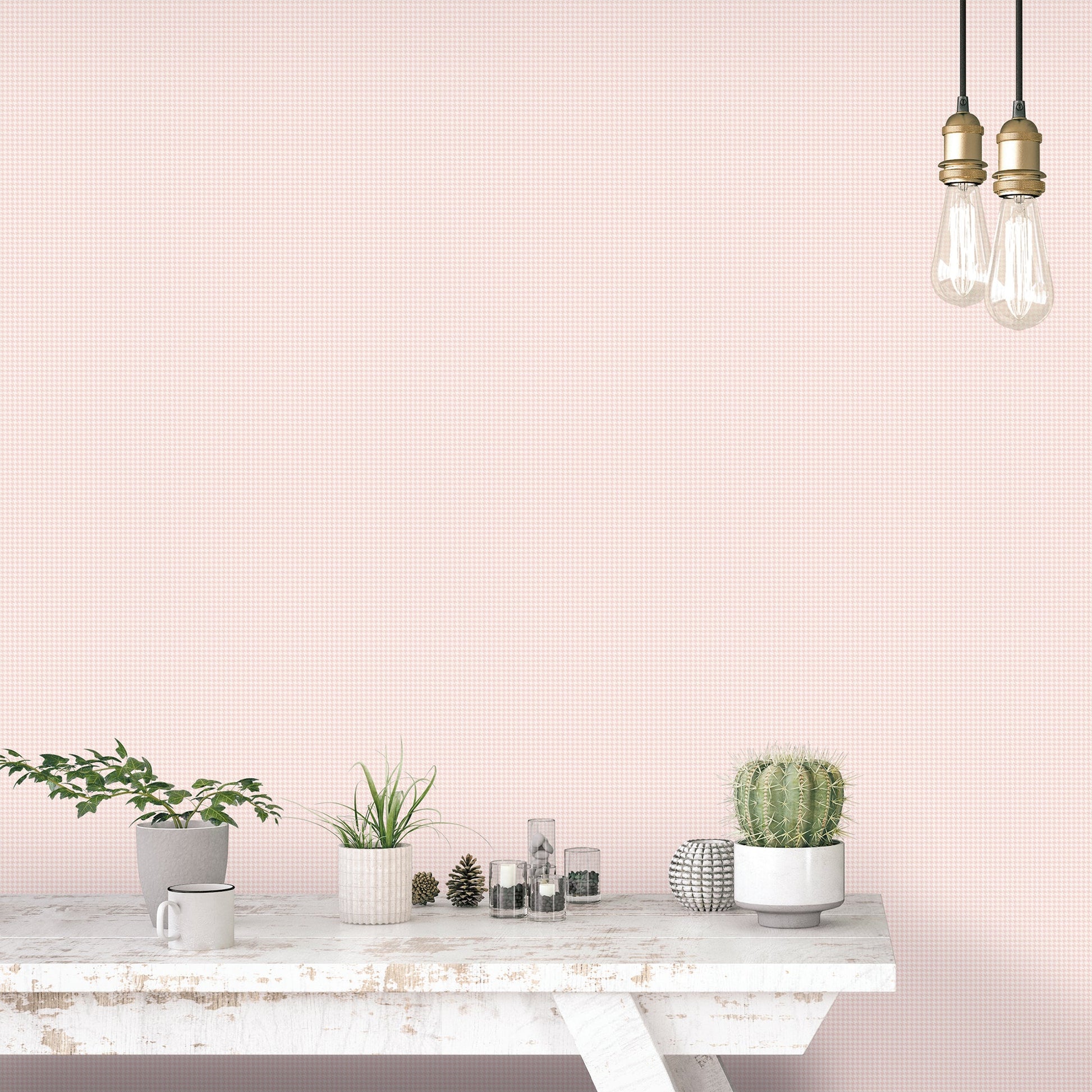 Small Prints Houndstooth Wallpaper - Blush Pink - Galerie - G56660Wallpaper199