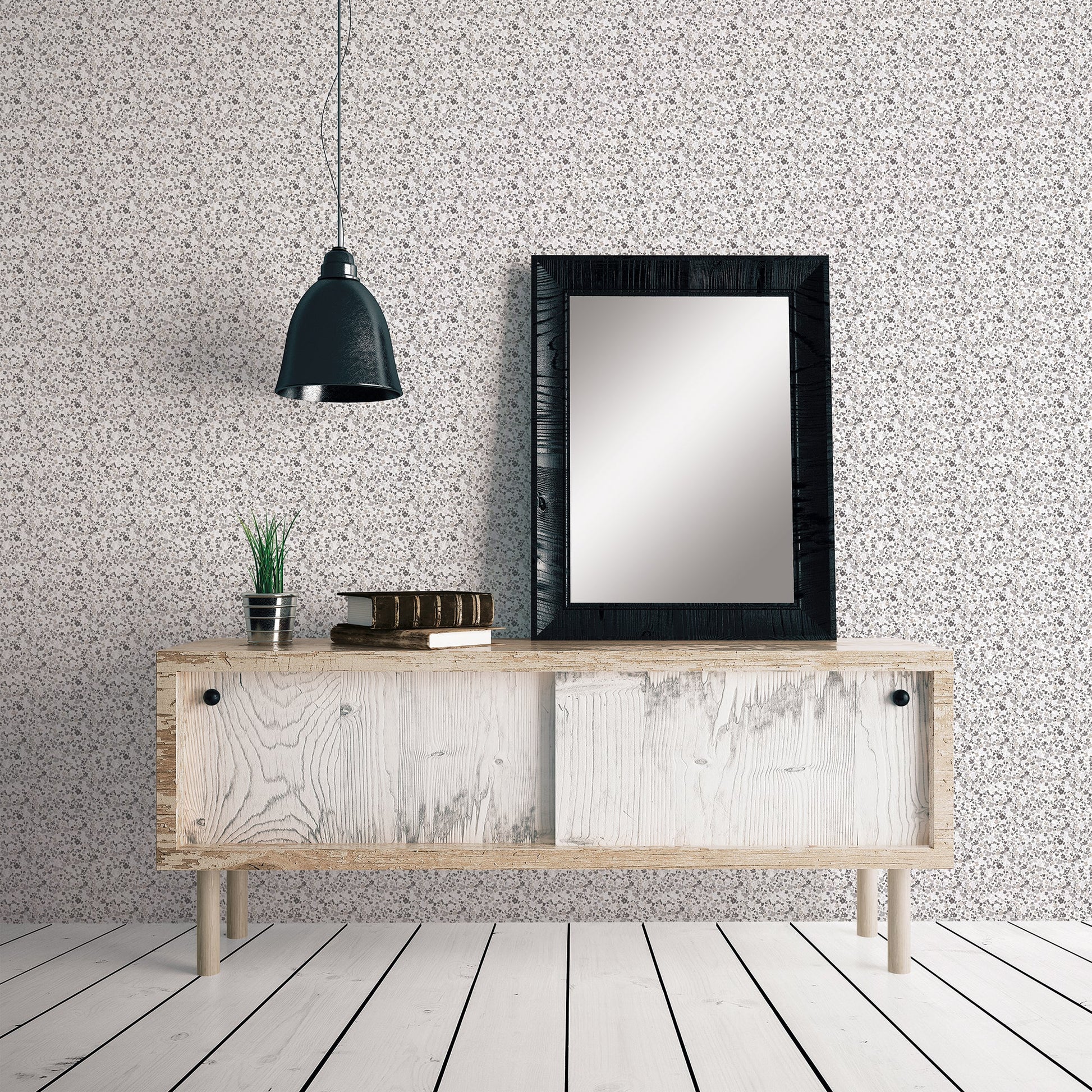 Small Prints Mini Mod Floral Wallpaper - Grey / Black - Galerie - G56667Wallpaper199