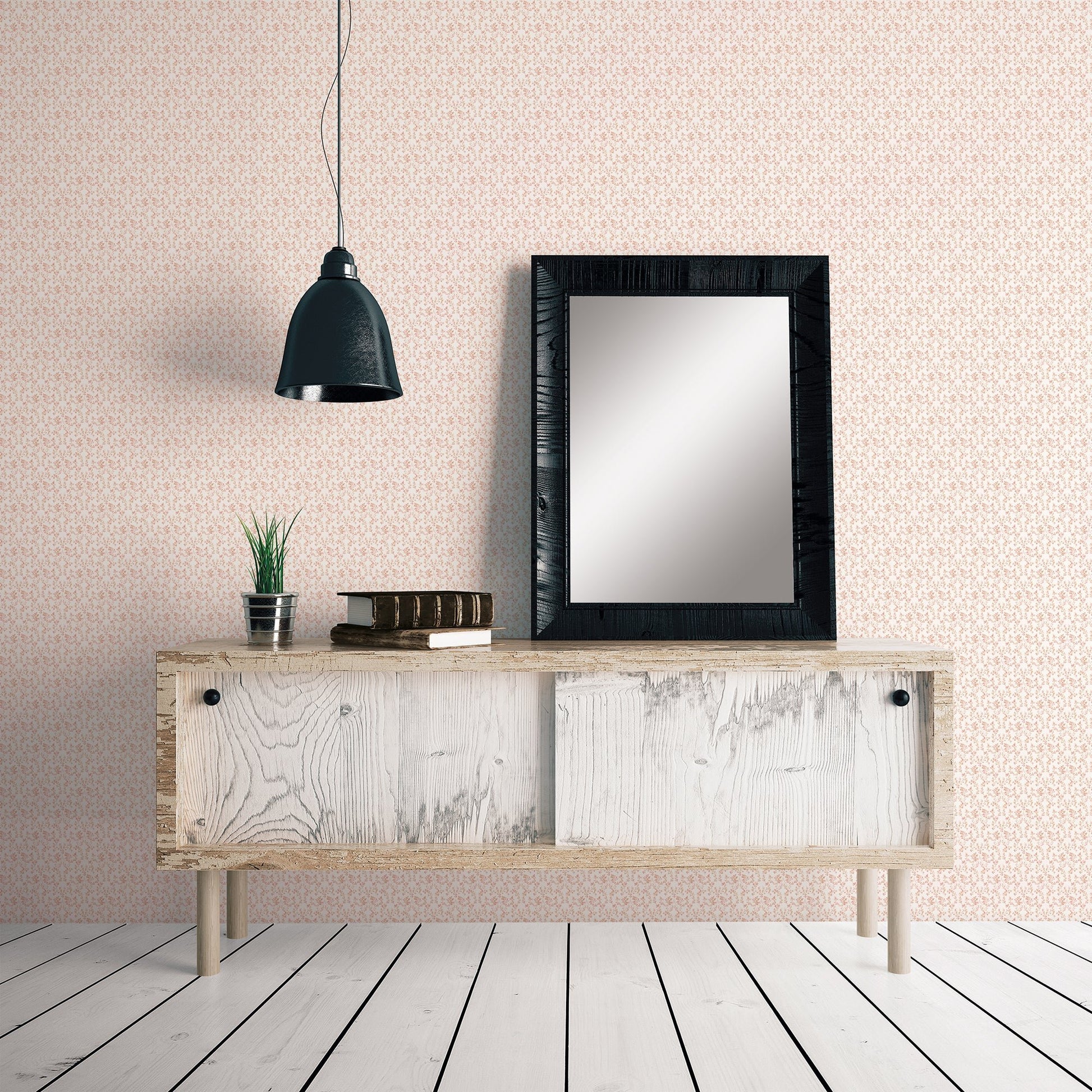 Small Prints Ogee Floral Wallpaper - Cranberry / Tan - Galerie - G56679Wallpaper199