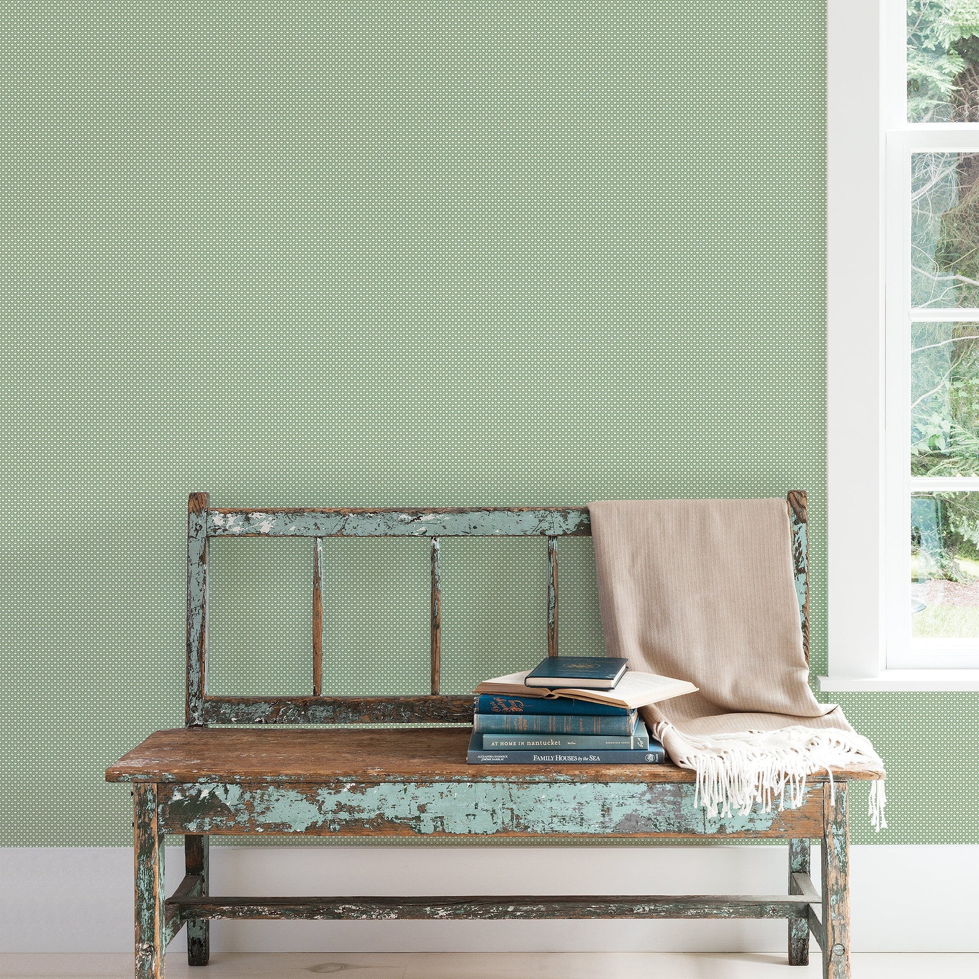 Small Prints Shell Top Wallpaper - Emerald Green - Galerie - G56685Wallpaper199