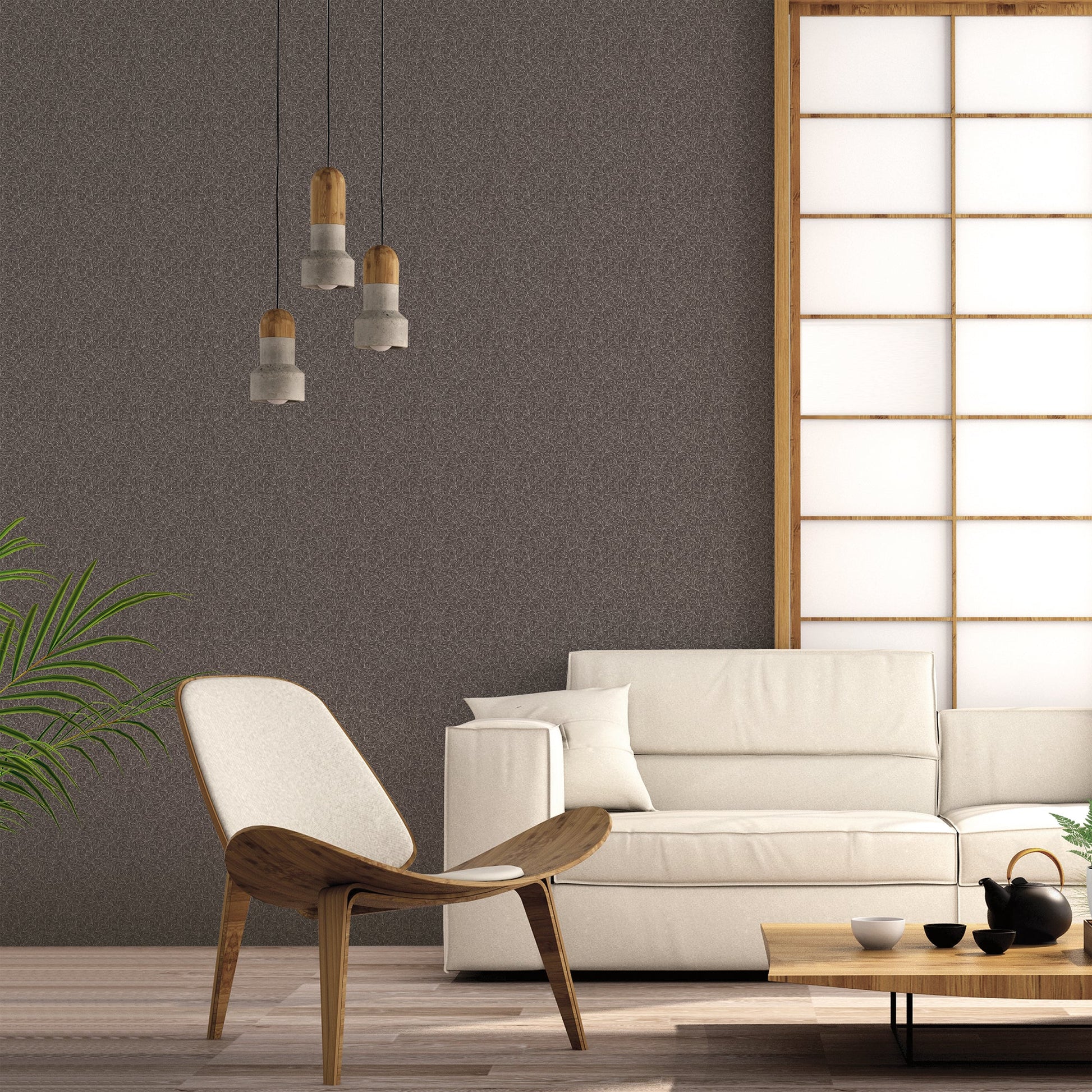 Small Prints Stencil Leaf Wallpaper - Black - Galerie - G56696Wallpaper199