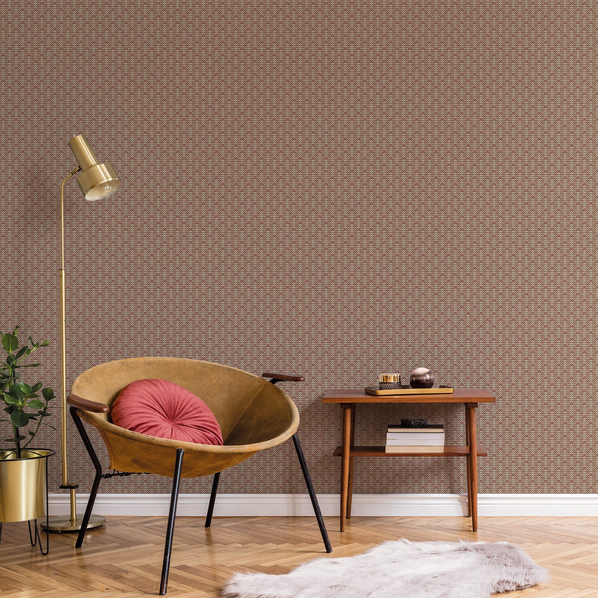 Small Prints Tulip Flip Wallpaper - Chocolate / Pink / Tan - Galerie - G56705Wallpaper199